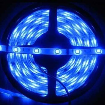 Fita LED Adesiva Azul Bivolt Rolo com 5m + Fonte 12V