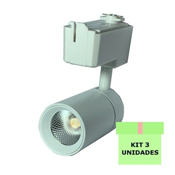 Kit 3 Spot LED para Trilho 10W Branco Frio Bivolt Branco Initial