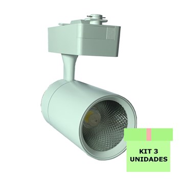 Kit 3 Spot LED para Trilho 20W Branco Quente Bivolt Branco Initial